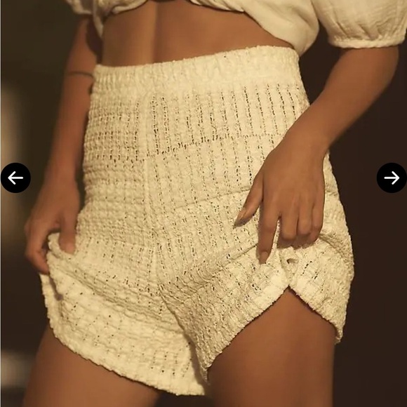 NWT Anthropologie Celandine Crochet-Knit Pull-On Short Ivory White Size S - Picture 3 of 11